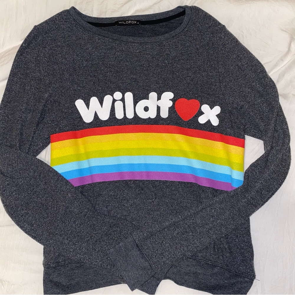 Wildfox rainbow grey long sleeve